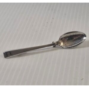 Vintage Miniature Spoon Brooch Pin Silver Tone Patented Novelty Jewelry 2.5"